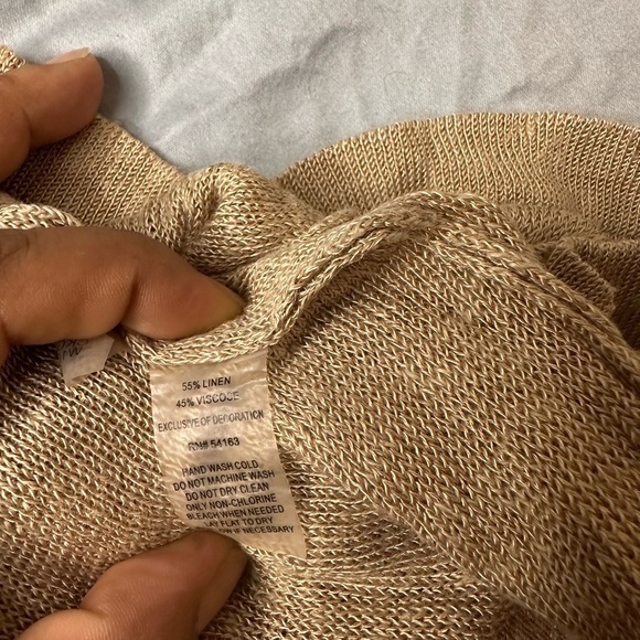 Calvin Klein 55% Linen‎ sleeveless top Tan with brown stripes size 0X - Picture 5 of 9